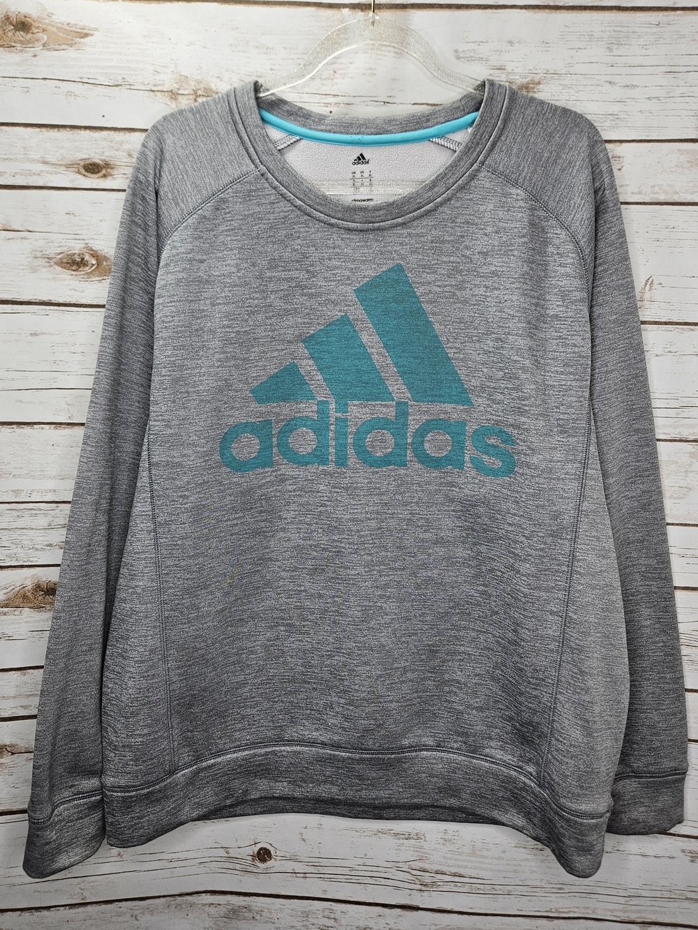 Adidas Pullover Sweatshirt Gray with Teal Size XL